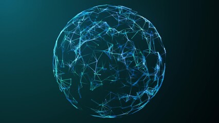 Wall Mural - abstract 3d futuristic sphere. global network connection. sphere made of dots and lines. big data vi