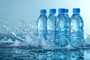 Wall Mural - mineral water bottles drinking advertising professional photography