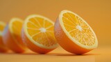 Fototapeta Las - Sliced orange against a colorful background.