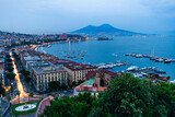 Fototapeta  - night view of Naples with Vesuvius mount