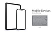 Mobile Phone and Tablet Computer Vector Mockup With Perspective View. Blank screen digital devices isolated on web banner design.