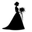 Bride in wedding dress silhouette. Vector illustration