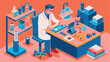 © BeeDesign - Precision in Practice: A Doctor's Exploration in the Laboratory, lab, dr, doctor, working, work, illustration, sience