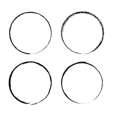 Fototapete - Four vector circles on a white background. Circles drawn with a black brush on a white background. Vector circles of black color in the eps 10 graphic illustration. Art & Illustration eps 10