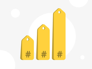 Poster - Best trending hashtags on social media app. Popular top viral hashtags chart. Hashtag Social Media Marketing vector illustration isolated on white background
