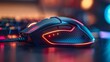A close-up photograph of a high-performance gaming mouse with customizable buttons and precision tracking, capturing the excitement of gaming on a solid background