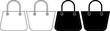outline silhouette handbag icon set