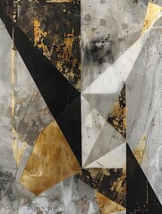 Poster - Abstract geometric shapes in various shades of gold, and black