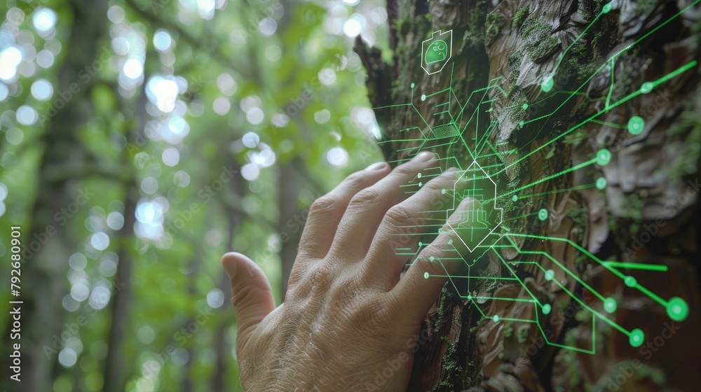 Tree bark and environmental monitoring circuits detecting forest health ...