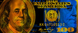 Fototapeta Londyn - US 100 dollar banknote in Ukrainian national flag colors