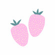 Strawberry hand drawn isolated on white background. Template for sticker, logo, nursery wall decor