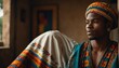 handsome african young man wearing traditional mexican clothing huipil from Generative AI