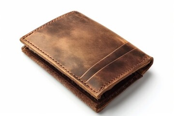Wall Mural - Leather wallet photo on white isolated background