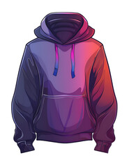 A purple to pink gradient hoodie, vector illustration, flat design, white background