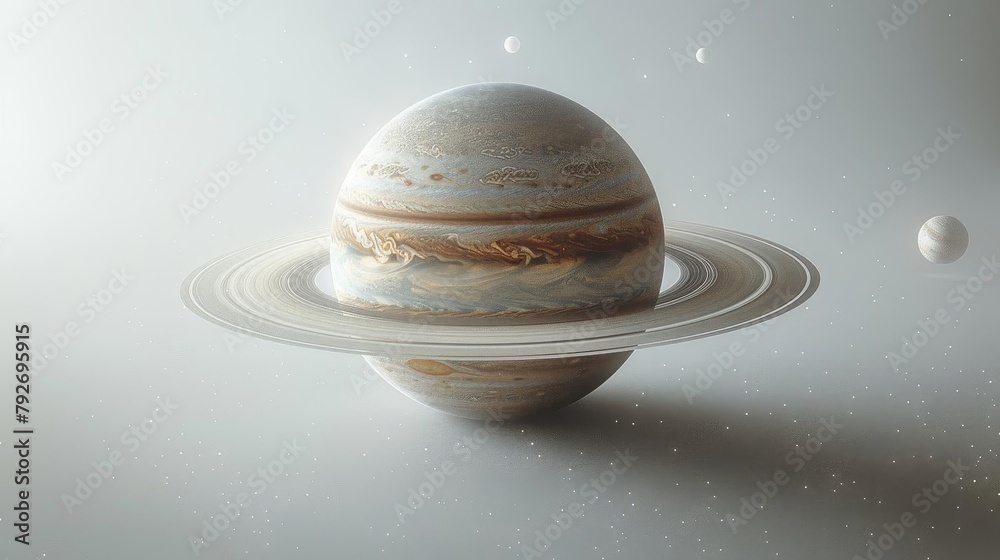 A digital painting of Saturn, the sixth planet from the Sun and the ...