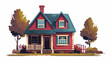 Detailed colorful cottage. Country house. Vector flat