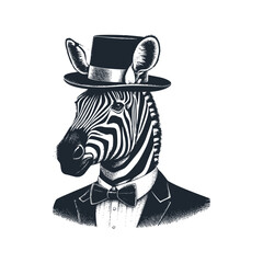 Poster - The zebra head. Black white vector illustration.