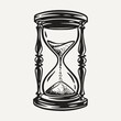 Hourglass black and white hand drawn vector illustration. Time measure and countdown symbol outline sketch