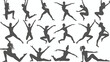 Yoga pose silhouettes. Vector illustration