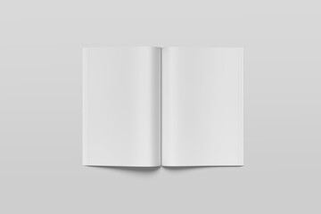 blank opened magazine mockup background with a light grey color