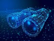 digital blue binocular with data streams, ai in visual recognition systems, augmented reality applications, object detection algorithms, enhanced surveillance technologies, observation and analysis. 