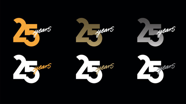 Adobe Illustrator ArtworkVektor-Illustration eines Jahrestages Logo-Vorlage Design, Jubiläumssymbol, Geburtstag Feier Grußkarte Zeichen, Etikett und Symbol der Zahl 25 - Stock-Grafiken