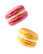 Colorful macaroons isolated on transparent background. PNG format