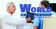 Image of world championship over caucasian senior male doctor talking with patient