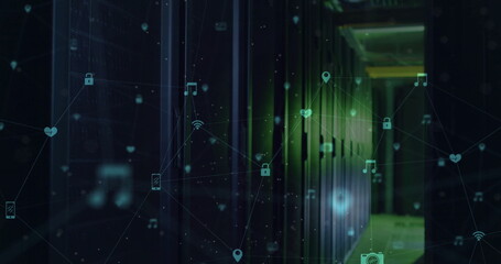 Poster - Image of network of connections over computer servers