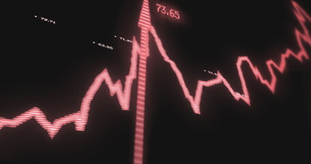 Poster - Image of graph with arrows over data processing on black background