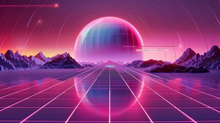 Wall Mural - retro futuristic design 80's style background