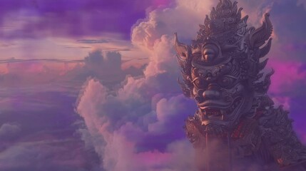 Wall Mural - the barong on the clouds is very cool . seamless looping time-lapse virtual video Animation Background.