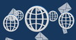 Image of emails and globes on navy background