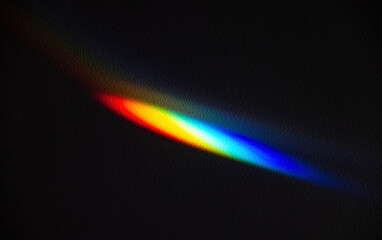 Wall Mural - Rainbow reflective colorful sunlight on textured surface of wall. Dispersion and refraction of light.