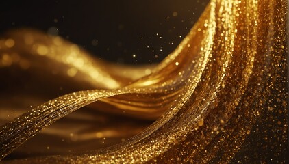 Wall Mural - golden wave light bright glitter background from Generative AI