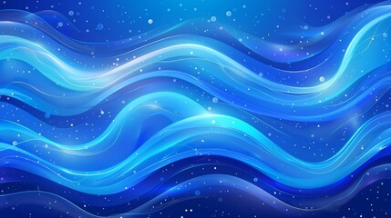 Poster - Smooth shiny blue waves with halftones on an abstract modern background