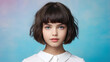 Sweet Bob Cut Hairstyle for Girls, Pastel Beauty Hairdo for Young, Cute Elegance Little Girl's Style, Charming Beauty in Background