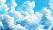 Beautiful seamless pattern with curly clouds of diffe