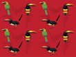 Bird Toucanet Aracari Cartoon Cute Seamless Wallpaper Background