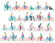 Eine große Gruppe von Radfahrern isolated illustration