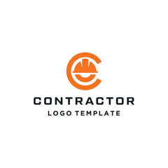 Wall Mural - Circular Initial Letter C with Hard Hat For Contractor Worker Industrial Logo Design