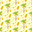 Tropical Palms and Pineapples background seamless pattern. Botanical vector wallpaper.