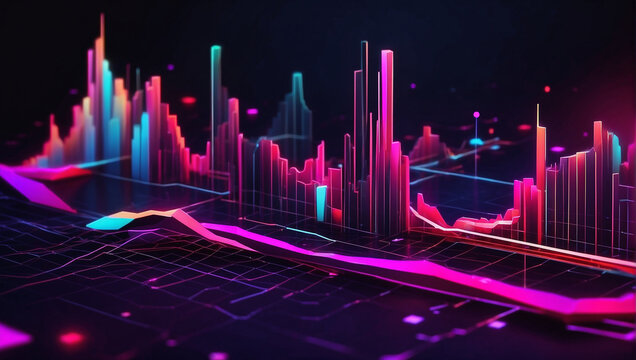business graph in neon light 
