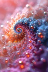 Poster - A close up of a colorful spiral with bubbles on it, AI