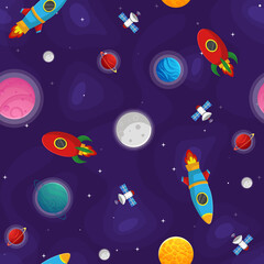 Wall Mural - space cartoon seamless pattern. cute design for