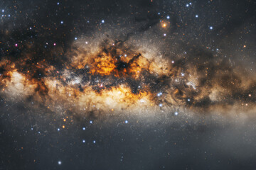 Wall Mural - A mesmerizing panorama of the Milky Way galaxy unfolding above a serene desert mountain range at night.