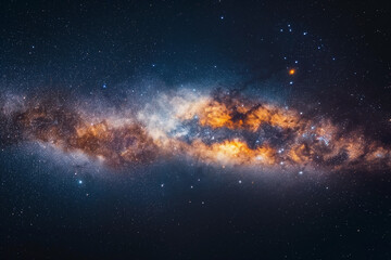 Wall Mural - A mesmerizing panorama of the Milky Way galaxy unfolding above a serene desert mountain range at night.