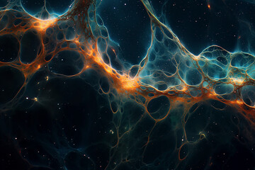 Wall Mural - Digital artwork depicting a swirling cloud of cosmic dust peppered with a dense field of stars in space.