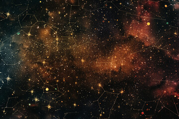 Wall Mural - Digital artwork depicting a swirling cloud of cosmic dust peppered with a dense field of stars in space.