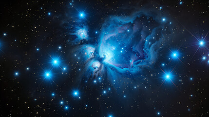 Wall Mural - Digital artwork depicting a swirling cloud of cosmic dust peppered with a dense field of stars in space.
